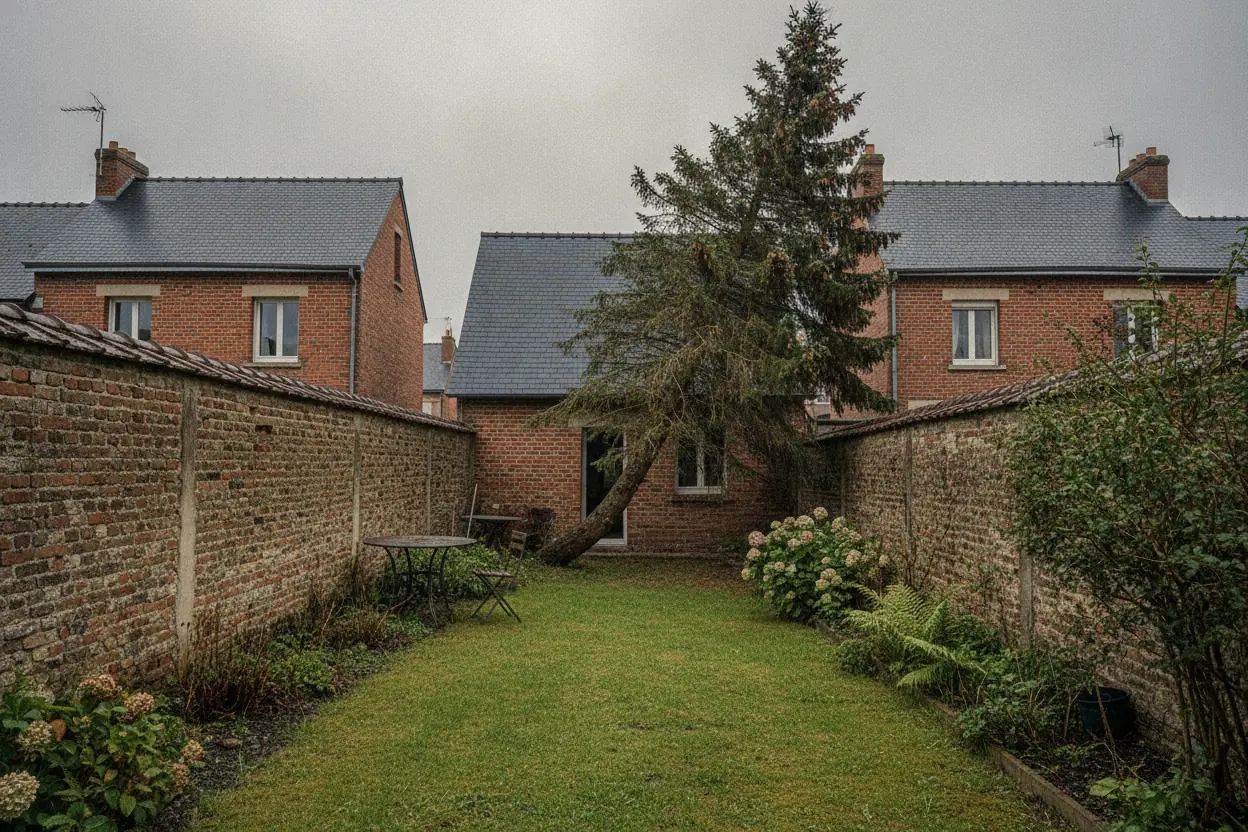 Arbre dangereux avant abattage à Rouen