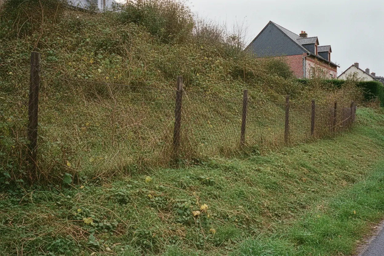Talus fauché et dégagé sur les coteaux de Bihorel, Rouen