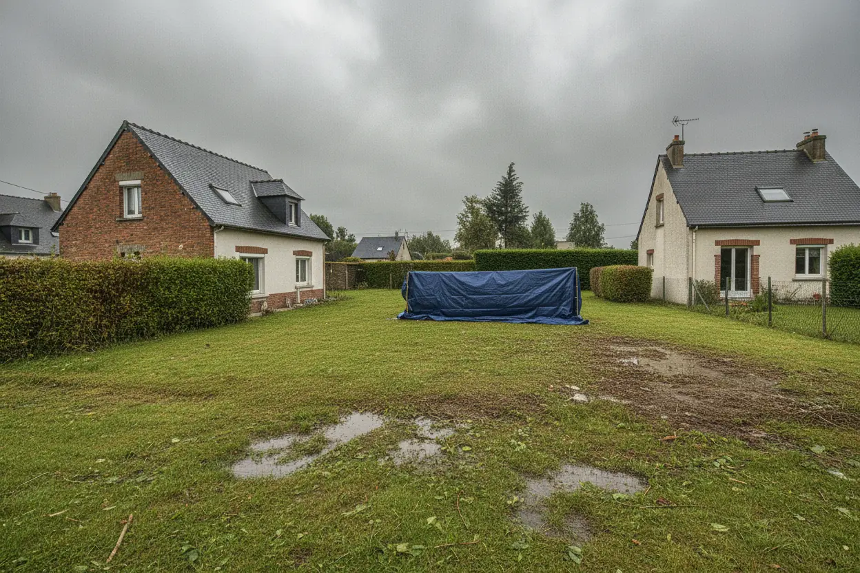 Clôture dégagée après évacuation de l'arbre à Mont-Gargan, Rouen