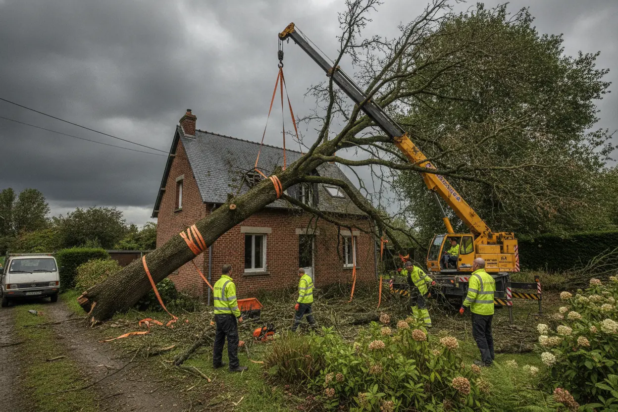 Intervention d'urgence sur arbre cassé à Rouen