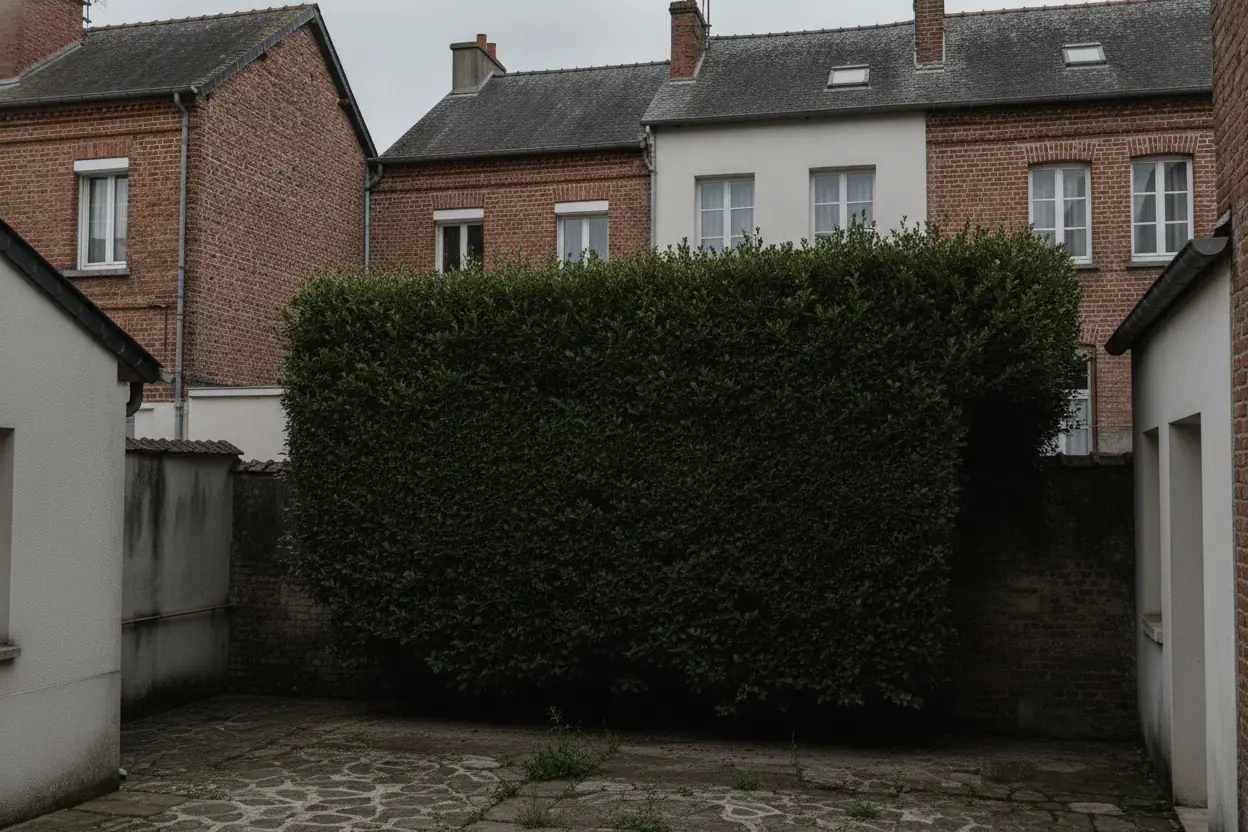 Haie de thuyas rabaissée et taillée au carré à Le Petit-Quevilly