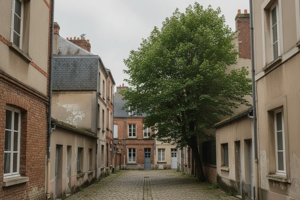 Érable éclairci et cour sécurisée à Le Petit-Quevilly
