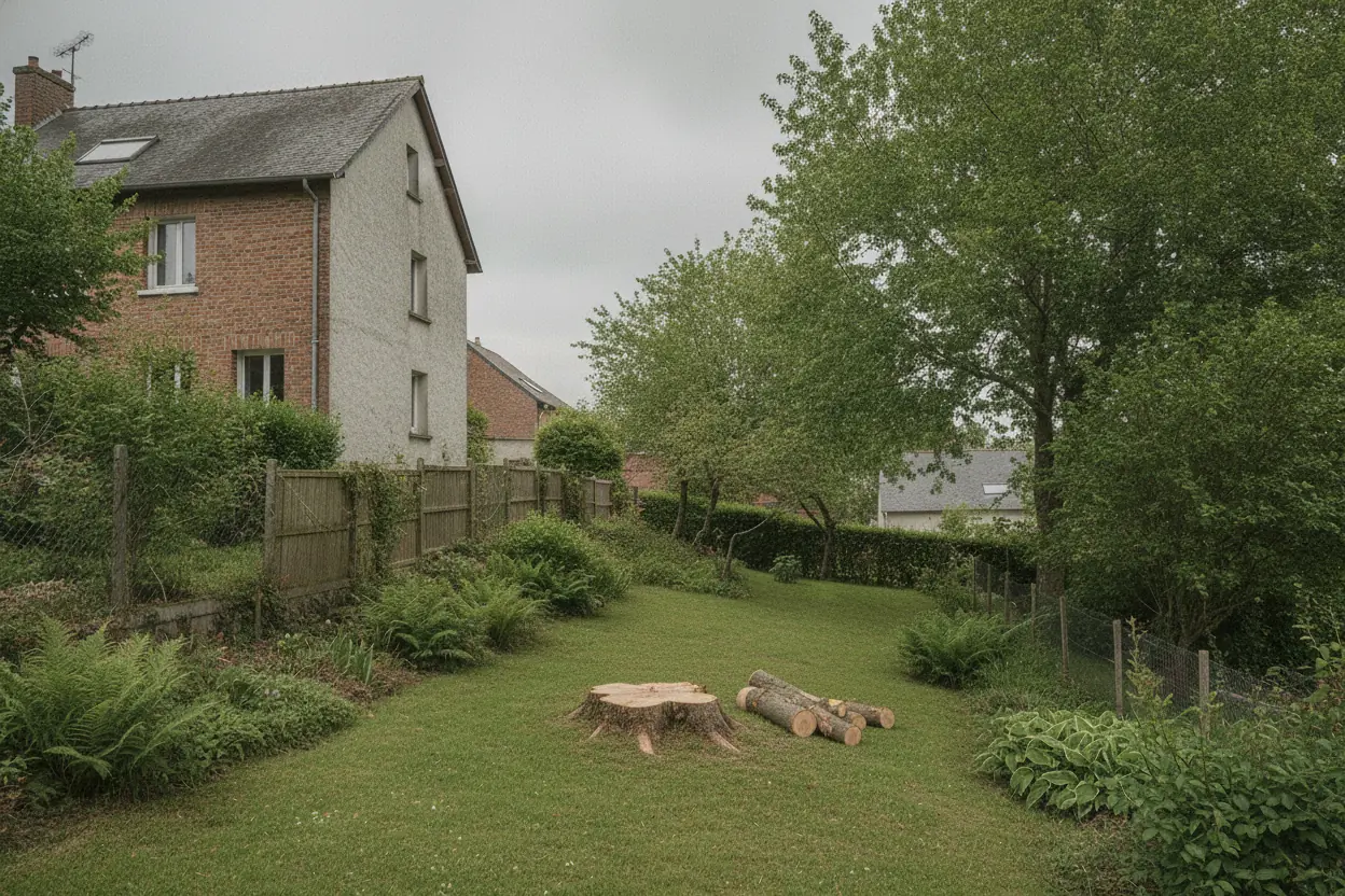 Jardin sécurisé après abattage et nettoyage