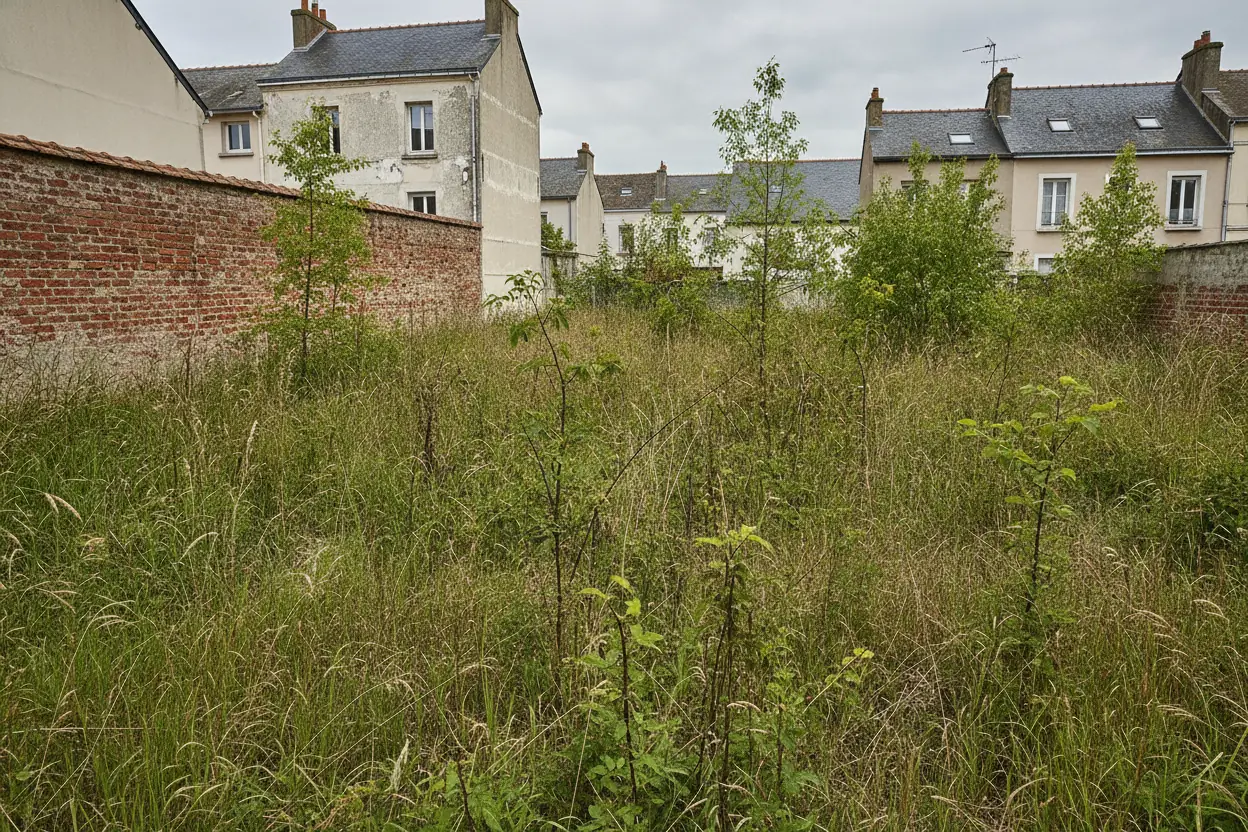Terrain en friche sous hautes herbes à Sotteville-lès-Rouen